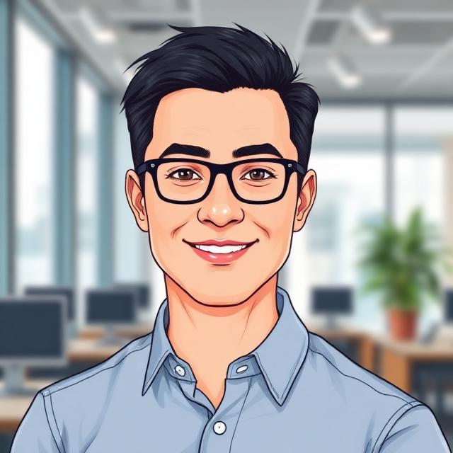 Illustrated headshot of David K.