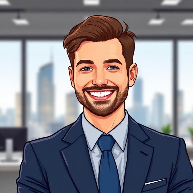 Illustrated headshot of Jeffrey S.